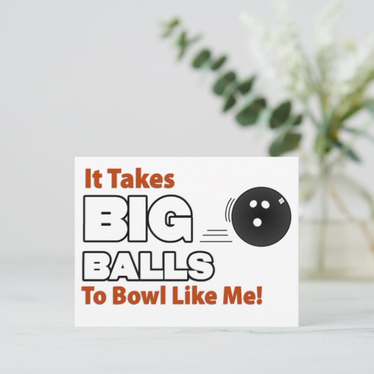 Funny Bowling Postkarte (Stehend Vorderseite)