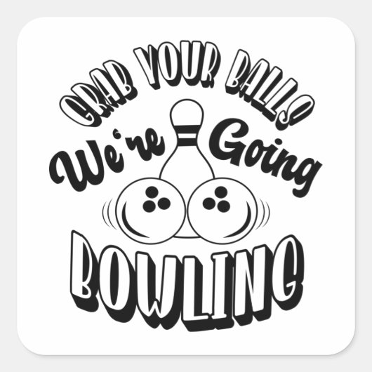 Funny Bowling Print Quadratischer Aufkleber (Vorderseite)