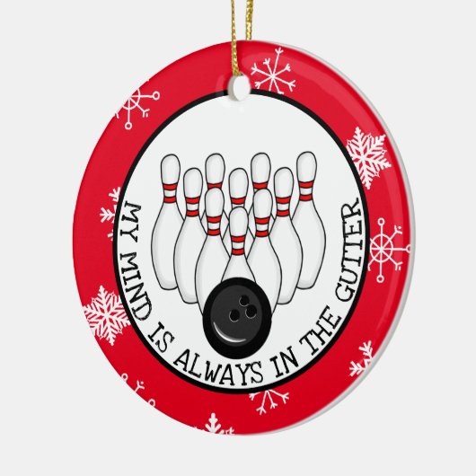 Funny Bowling Pun Christmas Keramik Ornament (Links)