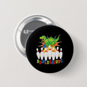 Funny Bowling Pun T-rex Dinosaur Bowlosaurus Button (Vorne & Hinten)