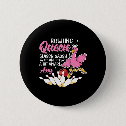 Funny Bowling Queen Cly Sy und ein bisschen clever Button (Vorderseite)