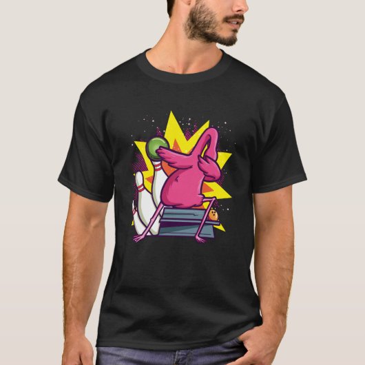 Funny Bowling Shirt für Kinder, Flamingo Bowler (Vorderseite)