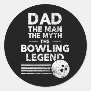 Funny Bowling Shirt für Vater Der Mensch Der Mytho Runder Aufkleber
