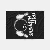 Funny Bowling Shirt Split Happens Fleecedecke (Vorderseite (Horizontal))