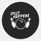 Funny Bowling Shirt Split Happens Runder Aufkleber (Vorderseite)