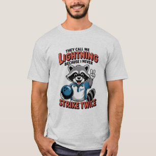 Funny Bowling Sprichwort Blitzschlag Strike Twice  T-Shirt