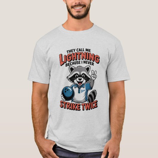 Funny Bowling Sprichwort Blitzschlag Strike Twice T-Shirt (Vorderseite)