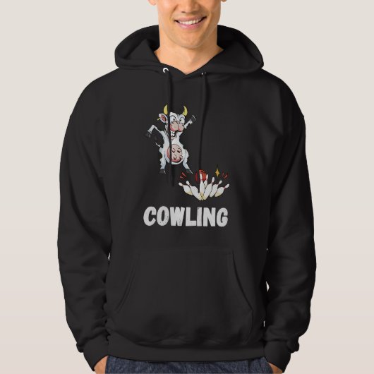 Funny Bowling Strike Bowling Pin Cow Bowler Bowlin Hoodie (Vorderseite)