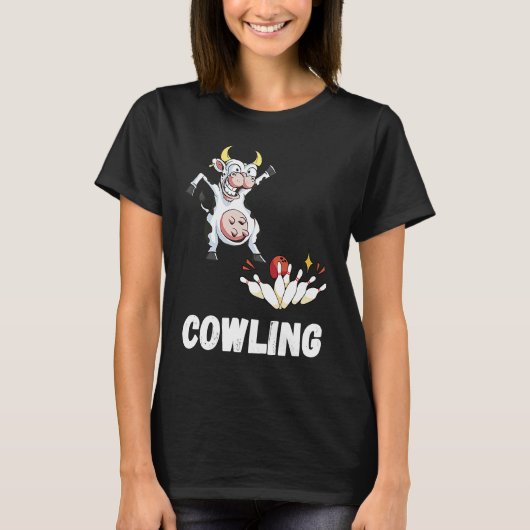 Funny Bowling Strike Bowling Pin Cow Bowler Bowlin T-Shirt (Vorderseite)