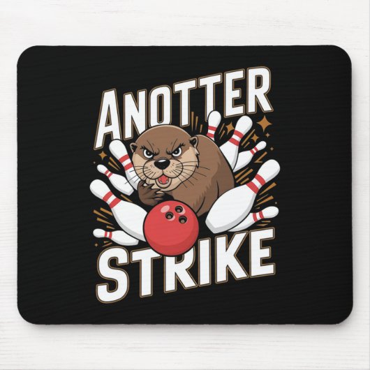 Funny Bowling Strike Pun - Anotter Strike Otter Mousepad (Vorne)