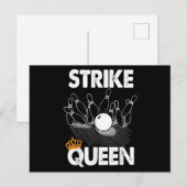 Funny Bowling Strike Queen Tee Shirt Männer Frauen Einladungspostkarte (Vorne/Hinten)
