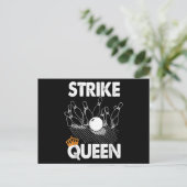 Funny Bowling Strike Queen Tee Shirt Männer Frauen Einladungspostkarte (Stehend Vorderseite)