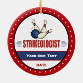 Funny Bowling Strikeologin Keramik Ornament (Hinten)