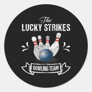 Funny Bowling Team Lucky Strikes Bowling Team T-Sh Runder Aufkleber