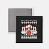 Funny Bowling Ugly Christmas Sweater Bowling Lover Magnet (Vorderseite/Rückseite)