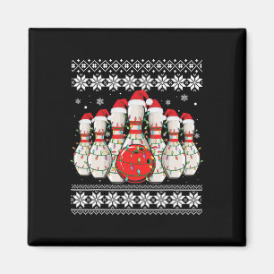 Funny Bowling Ugly Christmas Sweater Bowling Lover Magnet