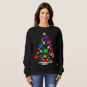 Funny Bowling Ugly Christmas Tree Lights Xmas For Sweatshirt (Vorne ganz)