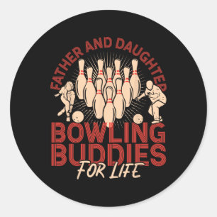 Funny Bowling Vater Tochter Vater und Tochter Bow Runder Aufkleber