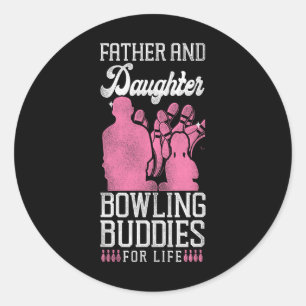 Funny Bowling Vater Tochter Vater und Tochter Bow Runder Aufkleber