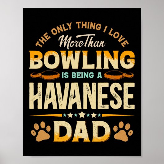 Funny Bowling Vatertag - Havanischer Vater Hunde L Poster (Vorne)