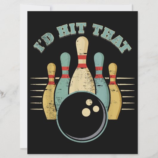 Funny Bowling Vintager T - Shirt, den ich getroffe (Vorderseite)
