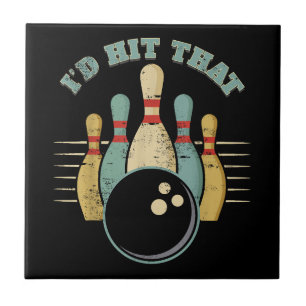 Funny Bowling Vintager T - Shirt, den ich getroffe Fliese