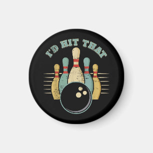 Funny Bowling Vintager T - Shirt, den ich getroffe Magnet