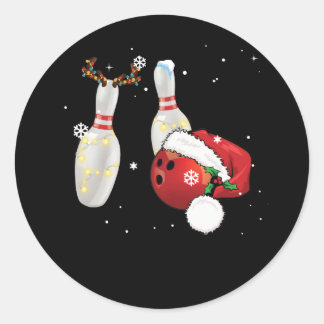Funny Bowling Weihnachten Weihnachtsmannmütze Weih Runder Aufkleber
