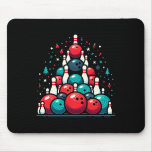 Funny Bowling Weihnachtsbaum für Männer Frauen Bow Mousepad