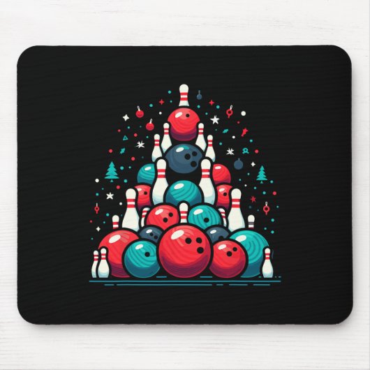Funny Bowling Weihnachtsbaum für Männer Frauen Bow Mousepad (Vorne)