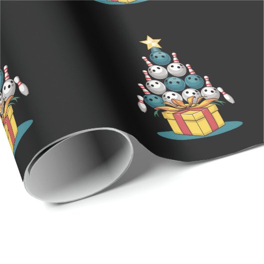 Funny Bowling Weihnachtsbaum Lichter Weihnachtsges Geschenkpapier (Rolleneckpunkt)