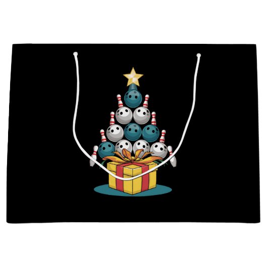 Funny Bowling Weihnachtsbaum Lichter Weihnachtsges Große Geschenktüte (Vorderseite)