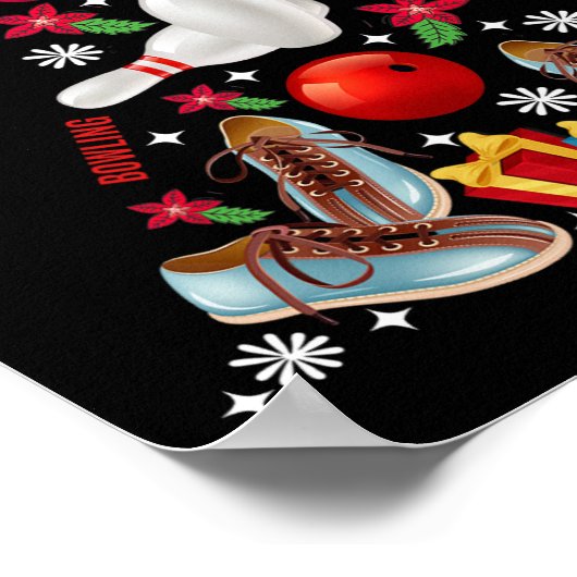 Funny Bowling Weihnachtsbaumdekor Merry Poster (Ecke)