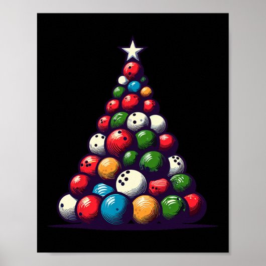 Funny Bowling Weihnachtsbäume Leuchten für Männer Poster (Vorne)