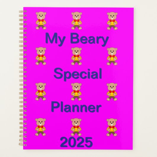 Funny Bowtie Bear auf Pink Planer (Vorderseite)