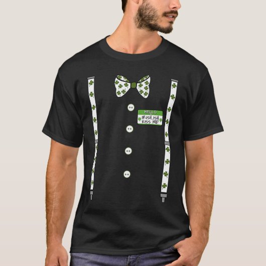 Funny Bowtie Suspenders Irish ish Kiss Me St Patri T-Shirt (Vorderseite)