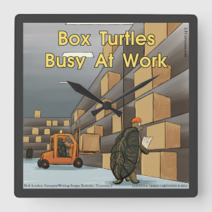 Funny Box Turtle Square Wall Clock Quadratische Wanduhr