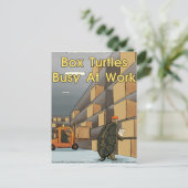 Funny Box Turtles bei der Arbeit Postkarte (Stehend Vorderseite)