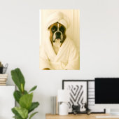Funny Boxer Bathroom Print, Boxer In Bathrobe Poster (Heimbüro)