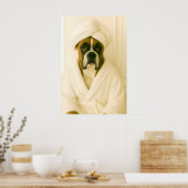 Funny Boxer Bathroom Print, Boxer In Bathrobe Poster (Küche)