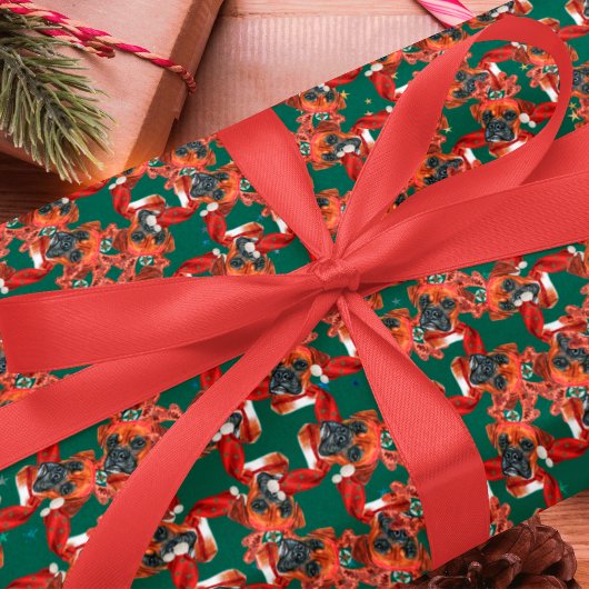 Funny Boxer Breed Weihnachtsmuster Geschenkpapier