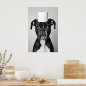 Funny Boxer Dog Bathroom Print, Toilet Paper Roll Poster (Küche)