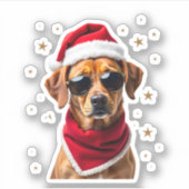 Funny Boxer Dog Christmas Lights Xmas Outfit Pajam Aufkleber (Vorderseite)