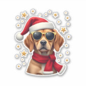 Funny Boxer Dog Christmas Lights Xmas Outfit Pajam Aufkleber (Vorderseite)