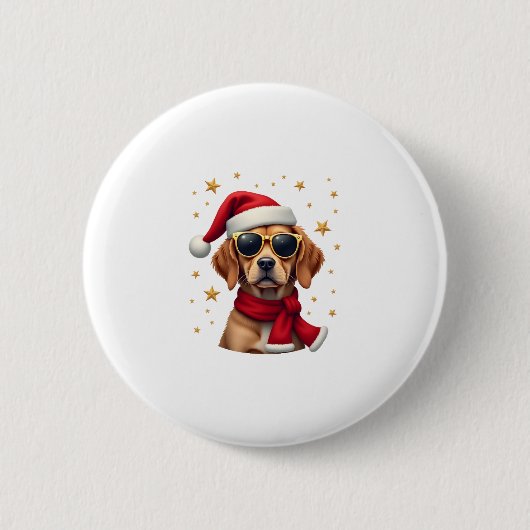 Funny Boxer Dog Christmas Lights Xmas Outfit Pajam Button (Vorderseite)