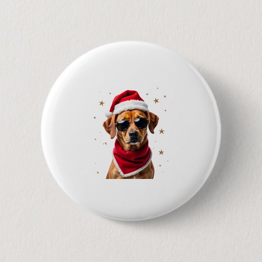 Funny Boxer Dog Christmas Lights Xmas Outfit Pajam Button (Vorderseite)