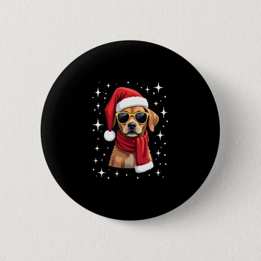 Funny Boxer Dog Christmas Lights Xmas Outfit Pajam Button (Vorderseite)