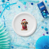 Funny Boxer Dog Christmas Lights Xmas Outfit Pajam Pappteller (Party)