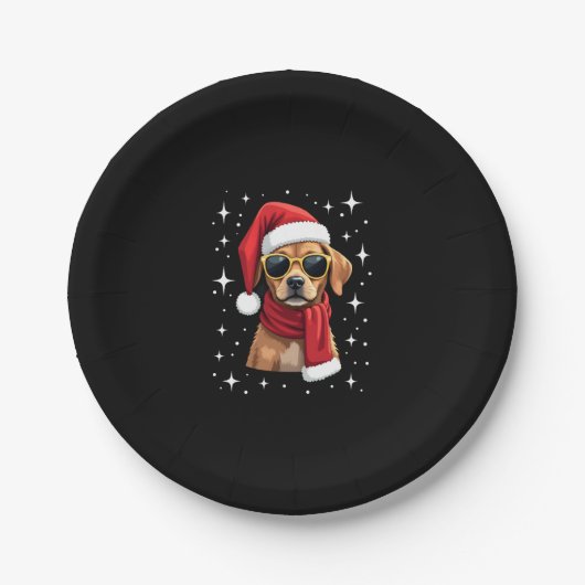 Funny Boxer Dog Christmas Lights Xmas Outfit Pajam Pappteller (Vorderseite)