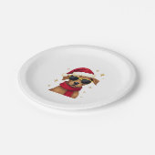 Funny Boxer Dog Christmas Lights Xmas Outfit Pajam Pappteller (Schrägansicht)